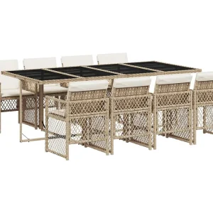 Connersville  9-delige Tuinset met kussens poly rattan beige