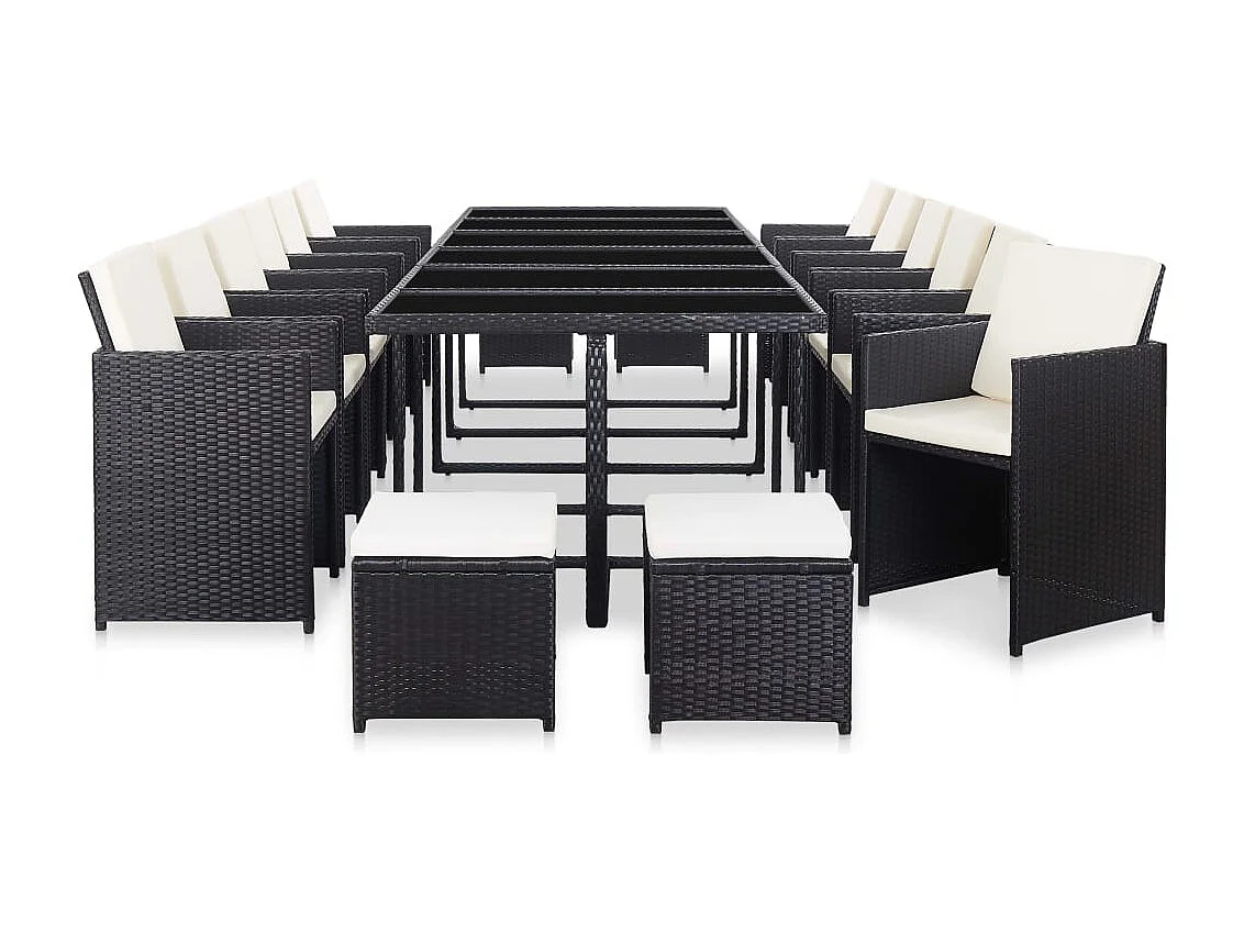 Browns Mills 17-delige Tuinset met kussens poly rattan zwart