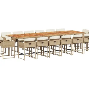 Brienne  17-delige Tuinset met kussens poly rattan beige