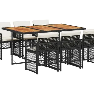 Connersville  7-delige Tuinset met kussens poly rattan zwart