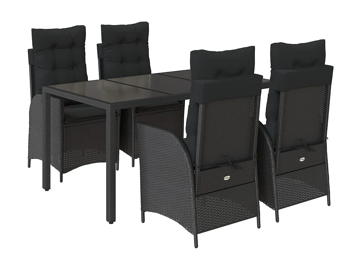 Chattanooga 5-delige Tuinset met kussens poly rattan zwart