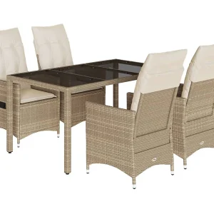 Colonial Pine Hills  5-delige Tuinset met kussens poly rattan beige
