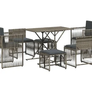 Cille 7-delige Tuinset met kussens poly rattan grijs Cille 7-delige Tuinset met kussens poly rattan grijs