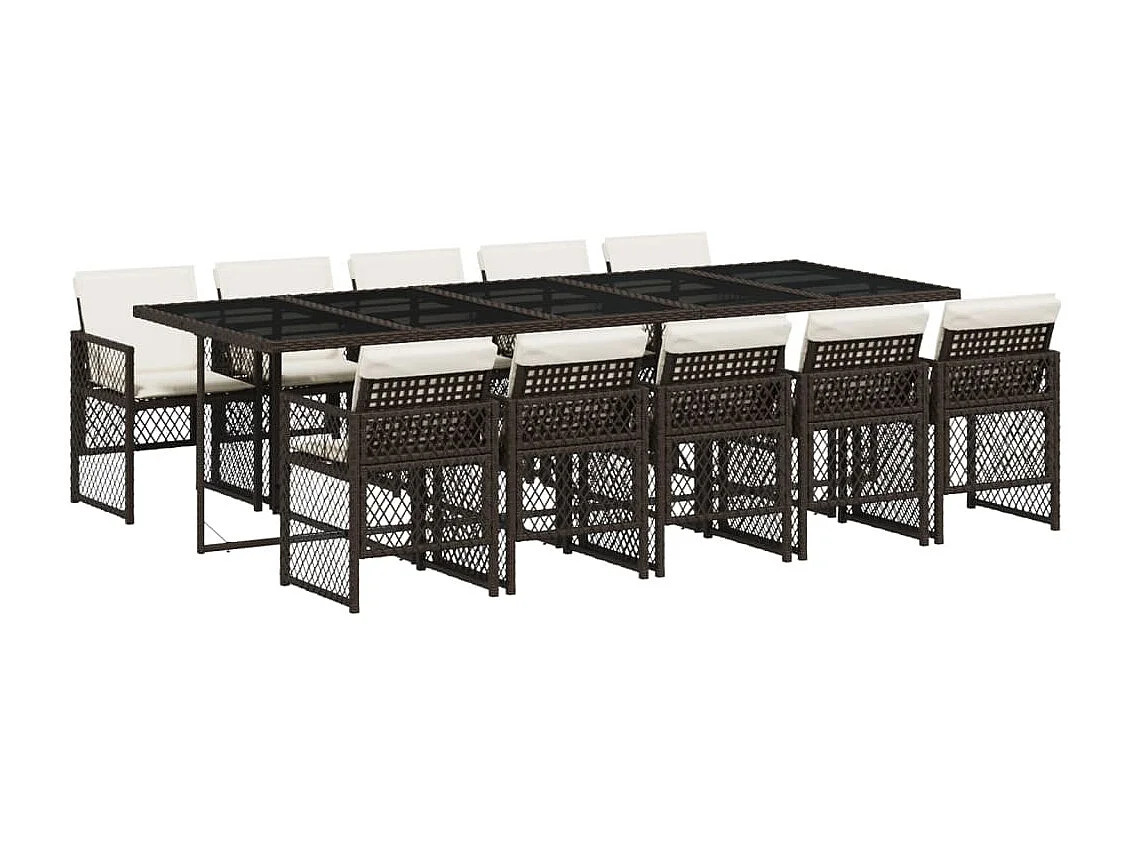 Connersville 11-delige Tuinset met kussens poly rattan bruin