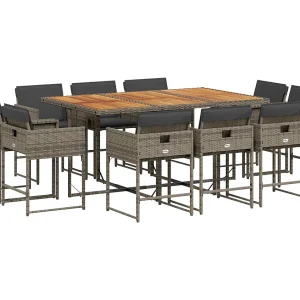 Brienne  11-delige Tuinset met kussens poly rattan grijs