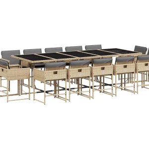 Brienne  15-delige Tuinset met kussens poly rattan gemengd beige