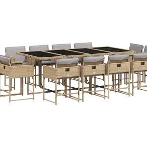 Brienne  13-delige Tuinset met kussens poly rattan gemengd beige