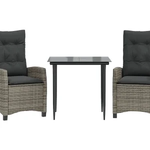 Christophe-Louis 3-delige Tuinset met kussens poly rattan grijs Christophe-Louis 3-delige Tuinset met kussens poly rattan grijs