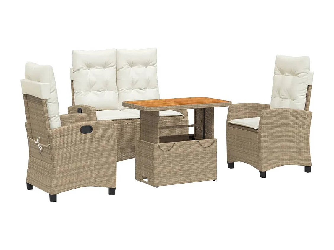 Brazil 4-delige Tuinset met kussens poly rattan beige