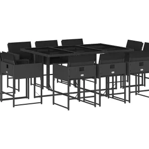 Brienne  11-delige Tuinset met kussens poly rattan zwart