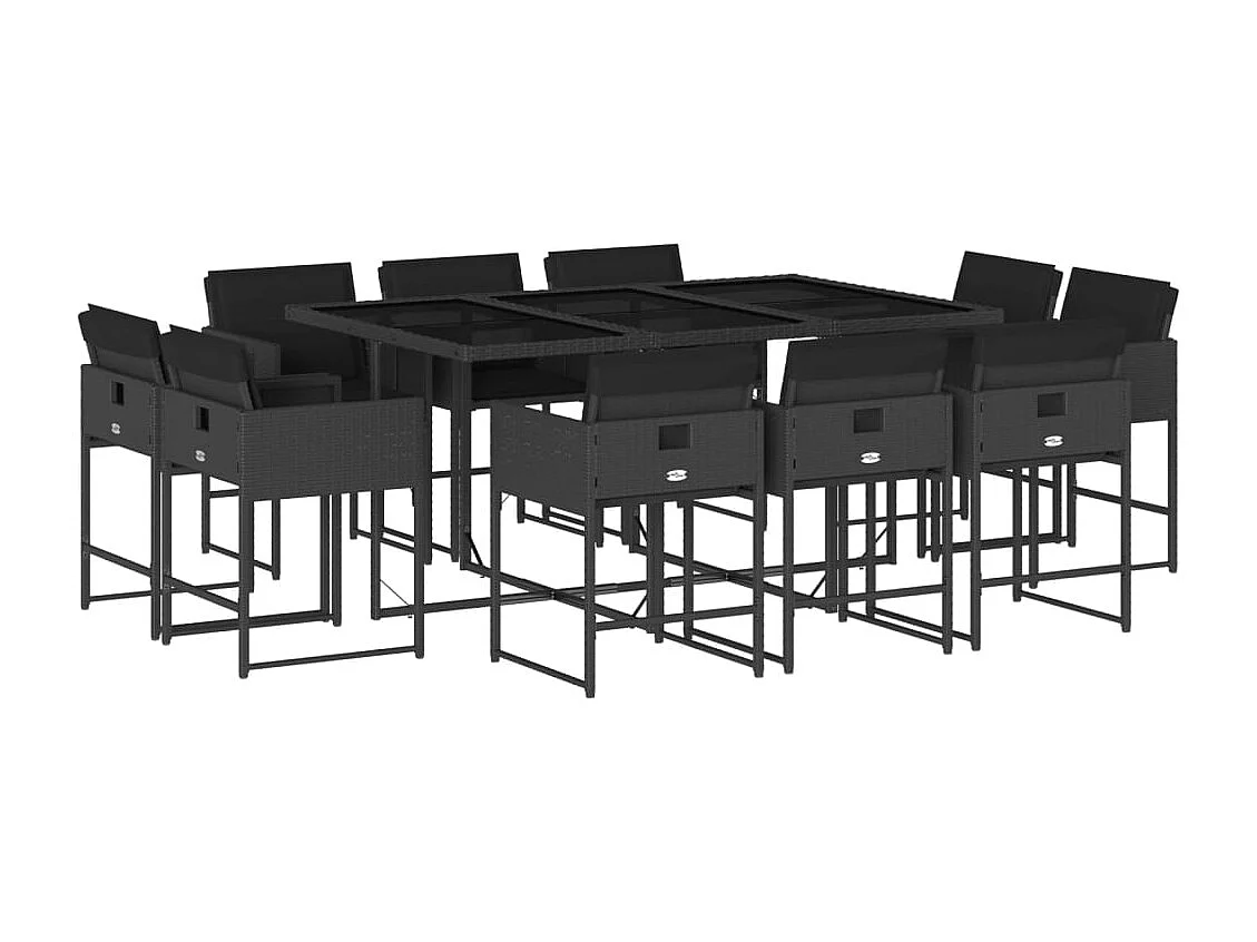 Brienne 11-delige Tuinset met kussens poly rattan zwart
