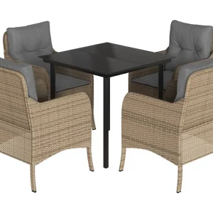 Denison 5-delige Tuinset met kussens poly rattan beige Denison 5-delige Tuinset met kussens poly rattan beige