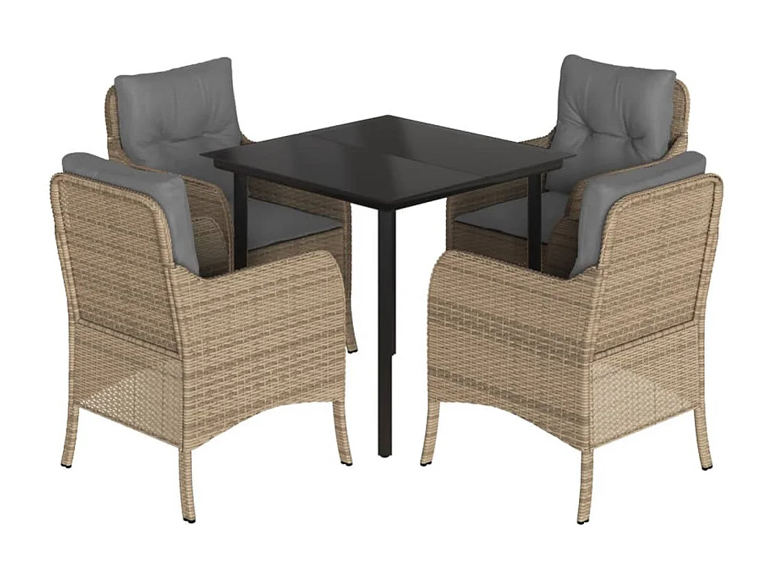 Denison 5-delige Tuinset met kussens poly rattan beige