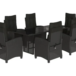 Bryndra  7-delige Tuinset met kussens poly rattan zwart