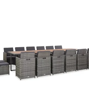 Browns Mills  17-delige Tuinset met kussens poly rattan grijs