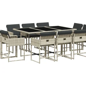 Brienne  11-delige Tuinset met kussens poly rattan lichtgrijs