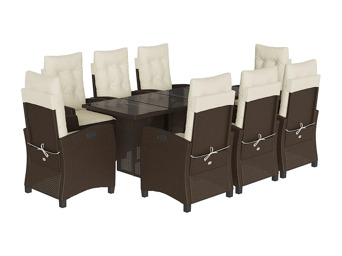 Bryndra 9-delige Tuinset met kussens poly rattan bruin