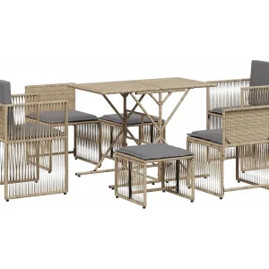 Cille 7-delige Tuinset met kussens poly rattan beige Cille 7-delige Tuinset met kussens poly rattan beige
