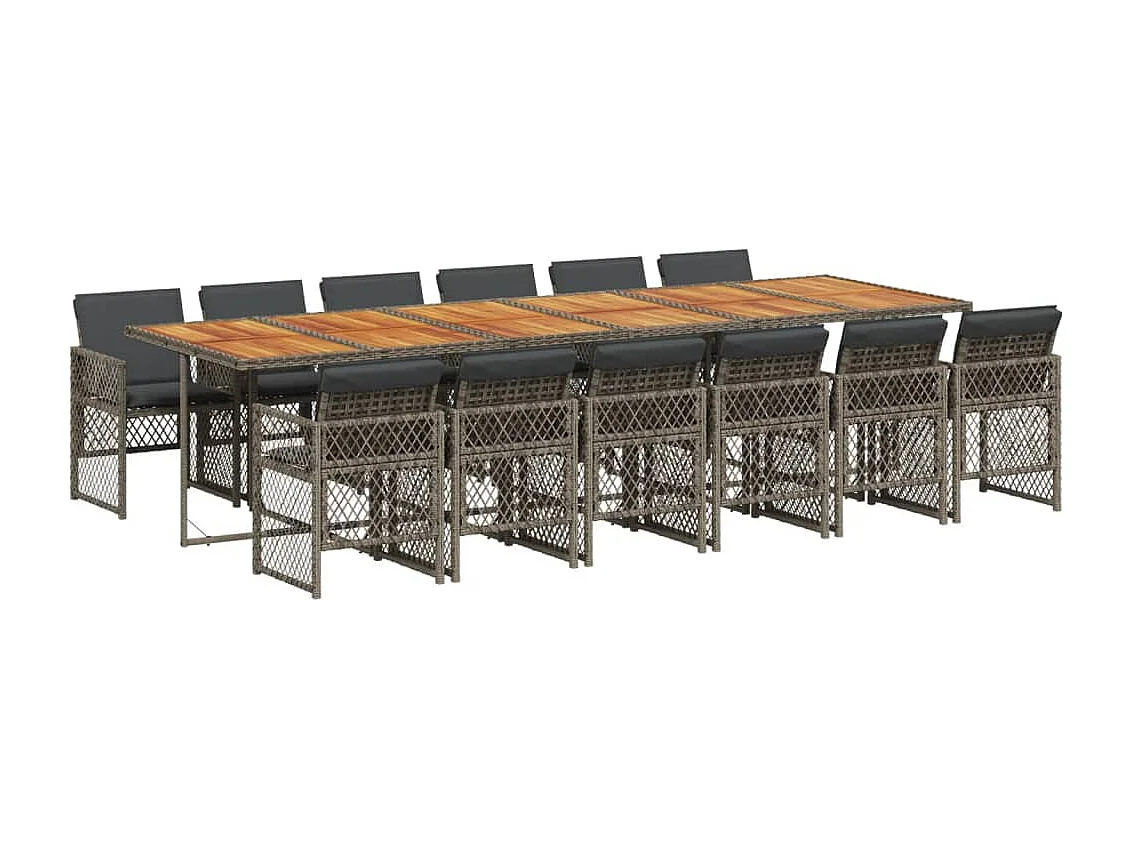 Connersville 13-delige Tuinset met kussens poly rattan grijs