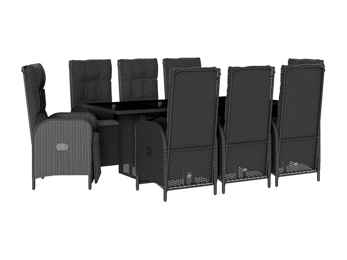 Coon Rapids 9-delige Tuinset poly rattan zwart