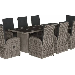Central Valley 9-delige Tuinset met kussens poly rattan grijs Central Valley 9-delige Tuinset met kussens poly rattan grijs