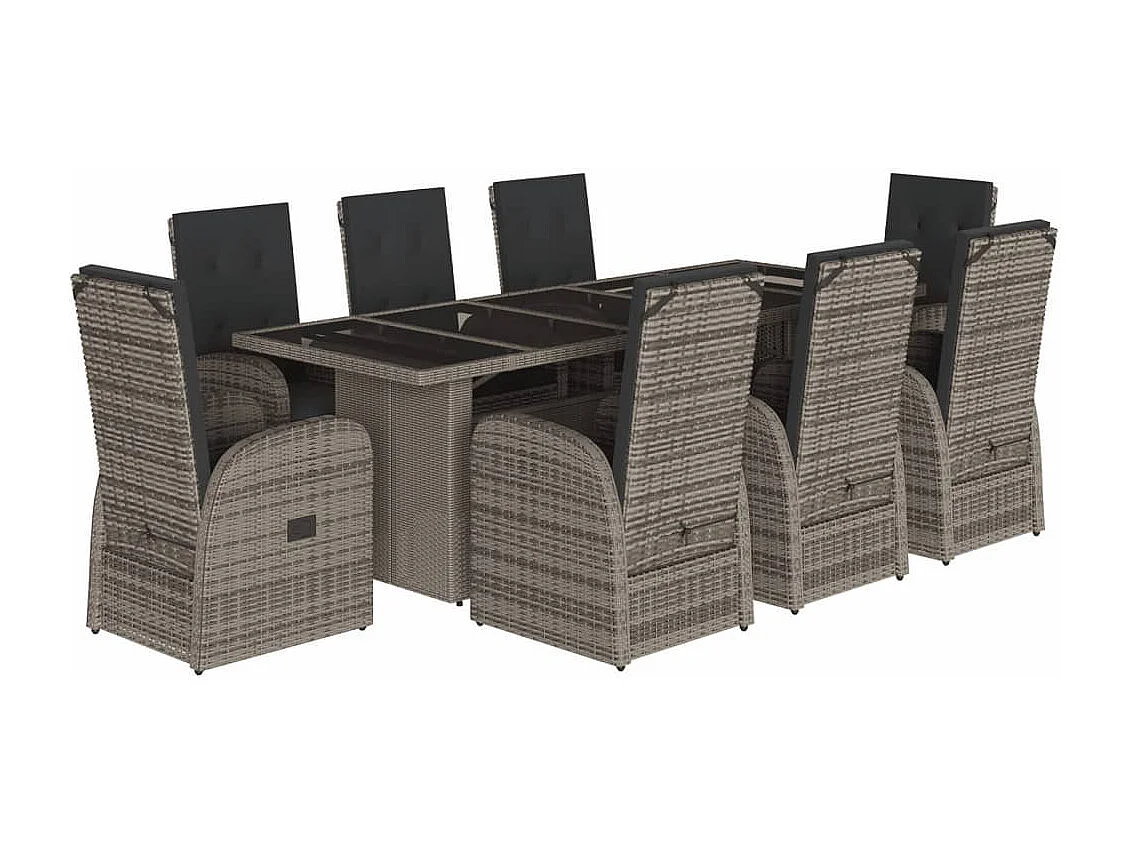 Central Valley 9-delige Tuinset met kussens poly rattan grijs