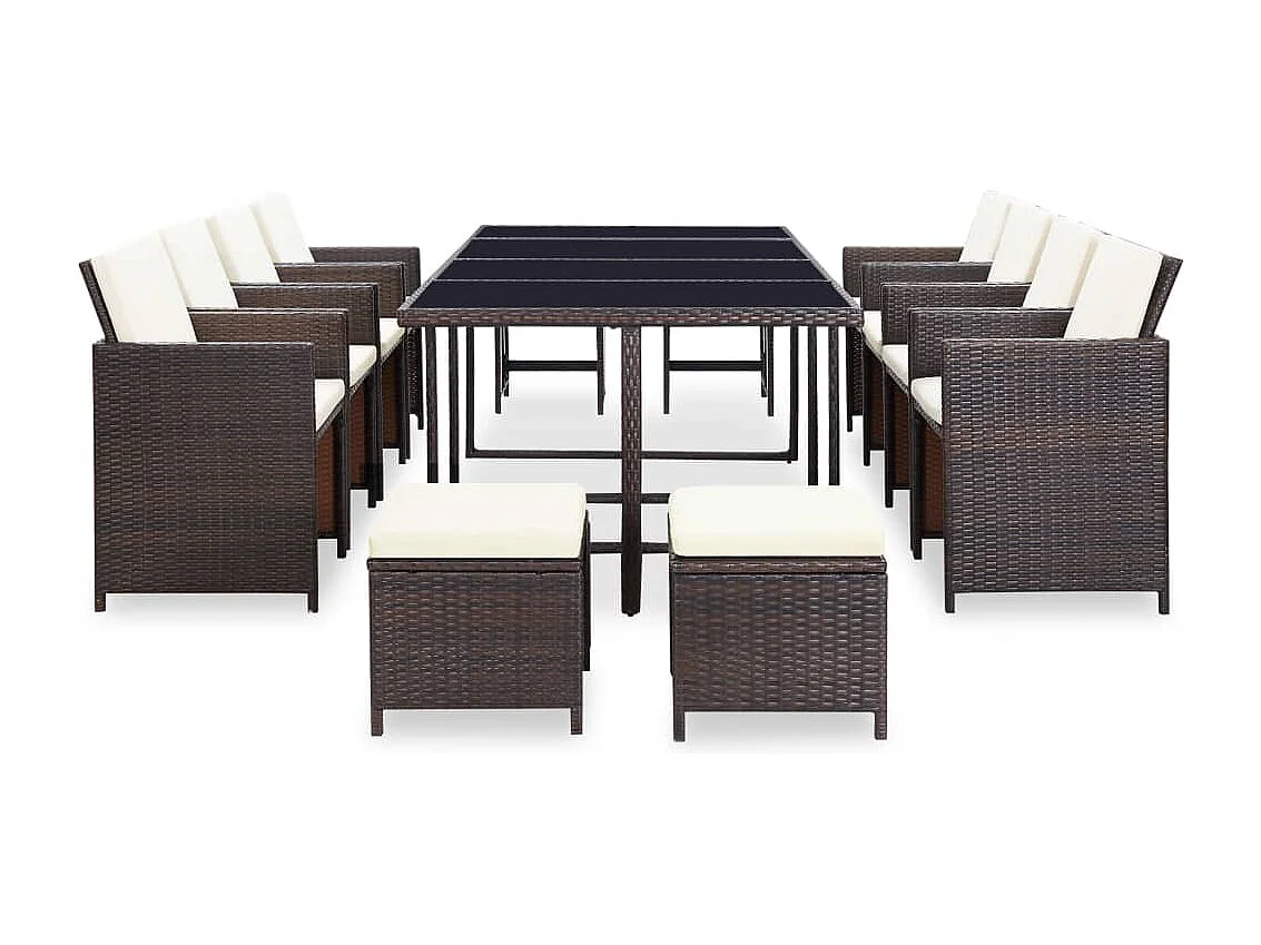 Chenoa 13-delige Tuinset met kussens poly rattan bruin