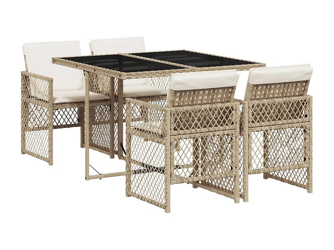Connersville 5-delige Tuinset met kussens poly rattan beige