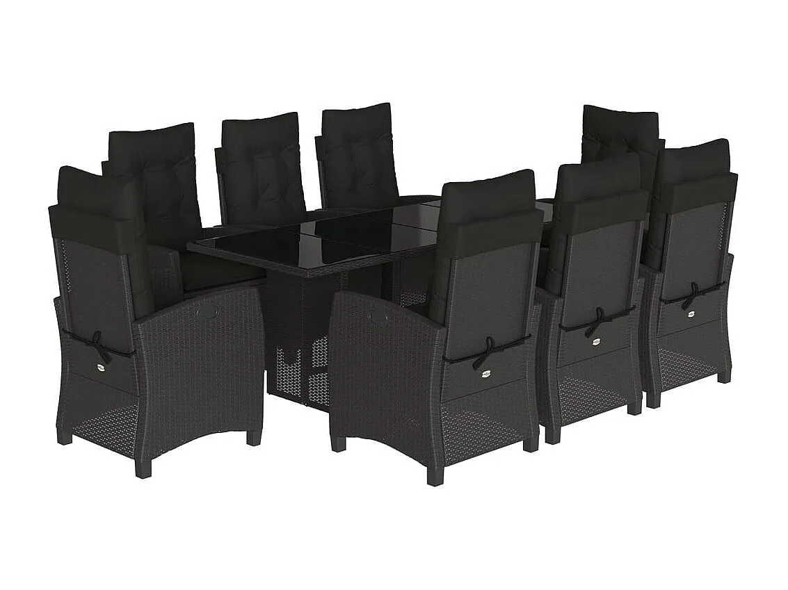 Bryndra 9-delige Tuinset poly rattan zwart