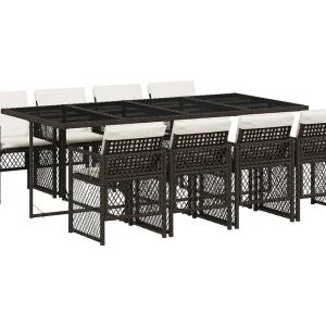 Connersville  9-delige Tuinset met kussens poly rattan bruin