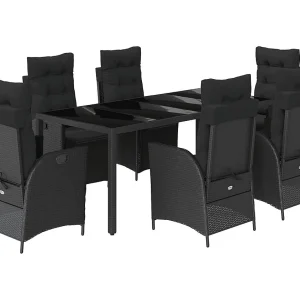 Chris David 7-delige Tuinset met kussens poly rattan zwart Chris David 7-delige Tuinset met kussens poly rattan zwart