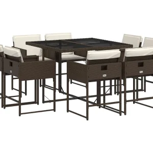 Brienne  9-delige Tuinset met kussens poly rattan bruin