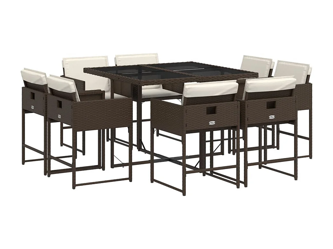 Brienne 9-delige Tuinset met kussens poly rattan bruin