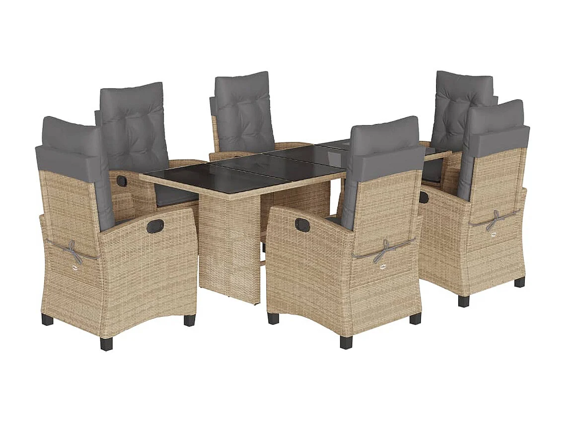 Bryndra 7-delige Tuinset met kussens poly rattan gemengd beige