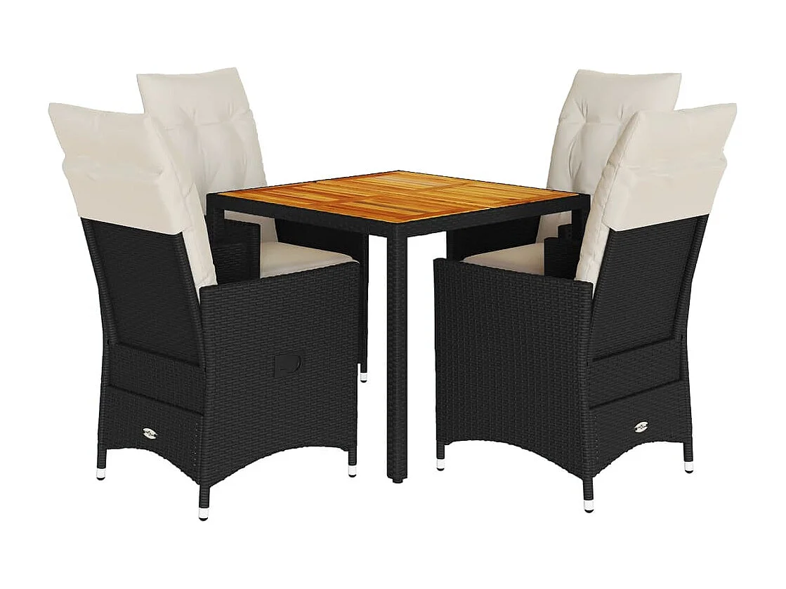 Carlisle 5-delige Tuinset met kussens poly rattan zwart