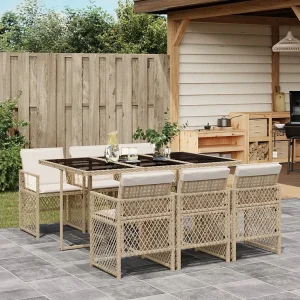 Connersville  7-delige Tuinset met kussens poly rattan beige
