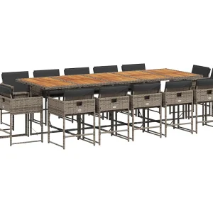 Brienne  15-delige Tuinset met kussens poly rattan grijs