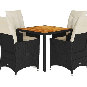 Carlisle  5-delige Tuinset met kussens poly rattan zwart