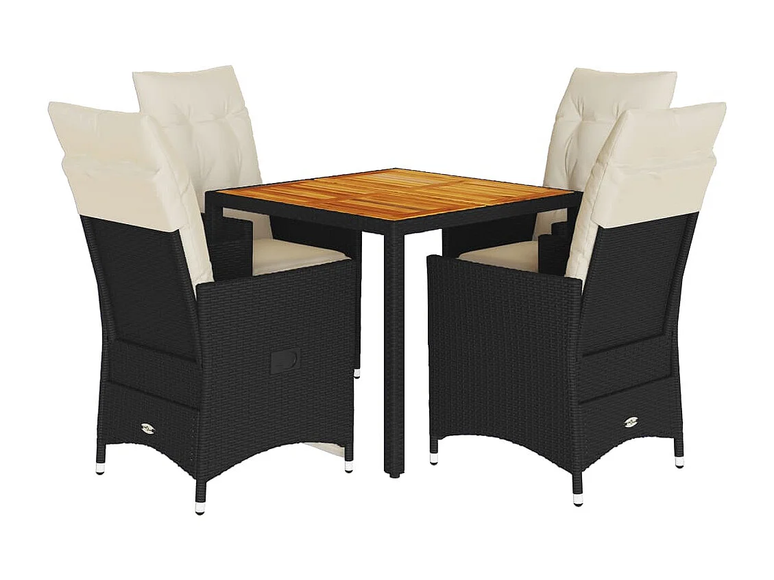 Carlisle 5-delige Tuinset met kussens poly rattan zwart