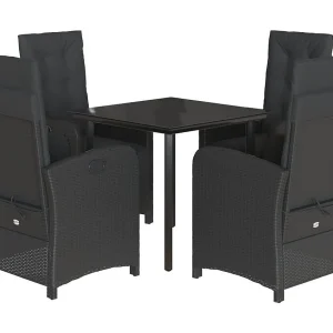 Claggan 5-delige Tuinset met kussens poly rattan zwart Claggan 5-delige Tuinset met kussens poly rattan zwart