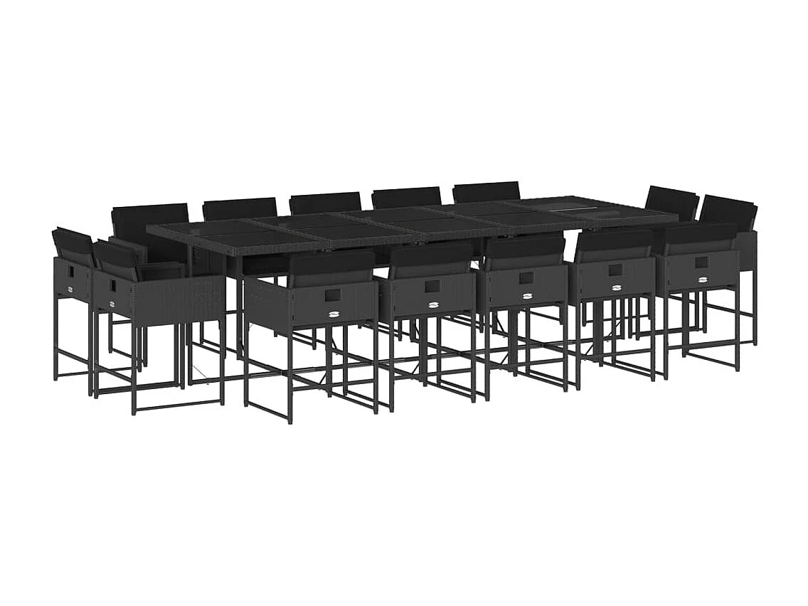Brienne 15-delige Tuinset met kussens poly rattan zwart