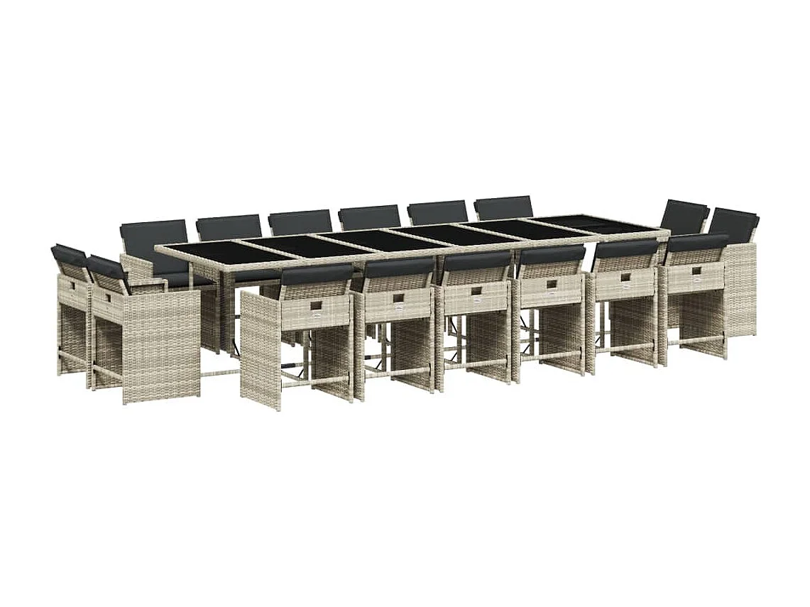 Celina 17-delige Tuinset met kussens poly rattan lichtgrijs