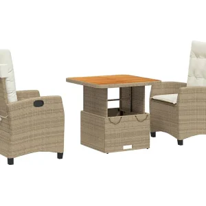 Brazil 3-delige Tuinset met kussens poly rattan beige Brazil 3-delige Tuinset met kussens poly rattan beige