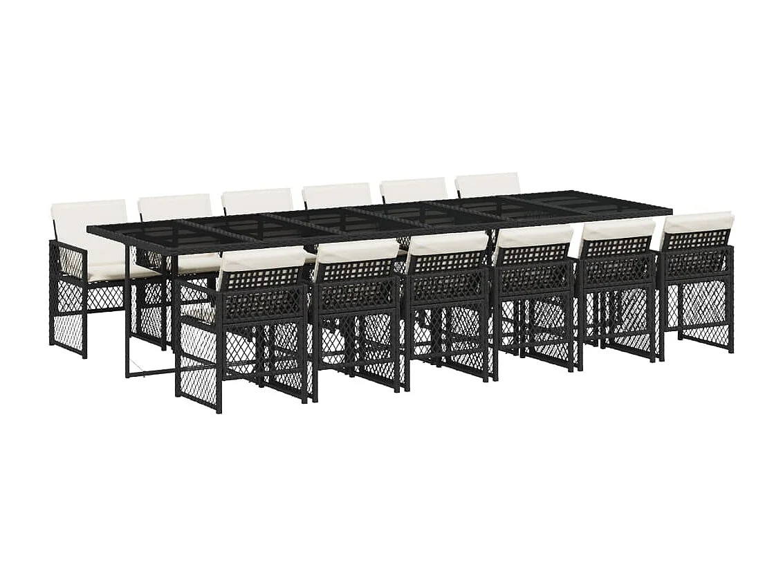 Connersville 13-delige Tuinset met kussens poly rattan zwart
