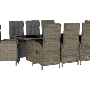 Coon Rapids  9-delige Tuinset met kussens poly rattan grijs
