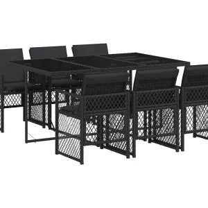 Connersville  7-delige Tuinset met kussens poly rattan zwart
