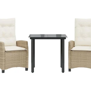 Danira 3-delige Tuinset met kussens poly rattan beige Danira 3-delige Tuinset met kussens poly rattan beige