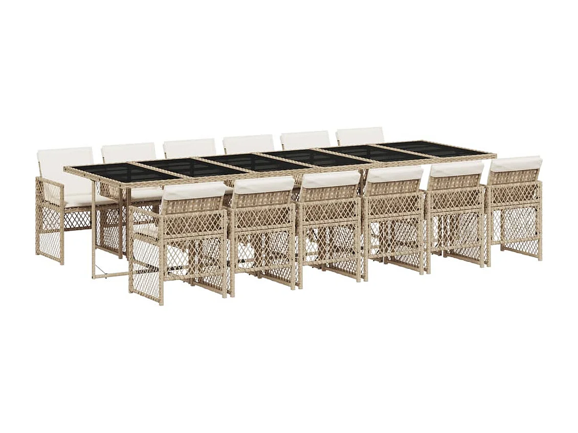 Connersville 13-delige Tuinset met kussens poly rattan beige