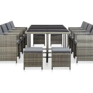 Chenoa 13-delige Tuinset met kussens poly rattan grijs Chenoa 13-delige Tuinset met kussens poly rattan grijs