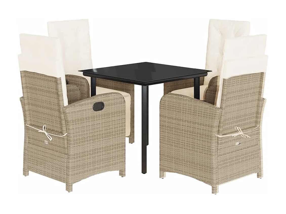 Castlefinn 5-delige Tuinset met kussens poly rattan beige